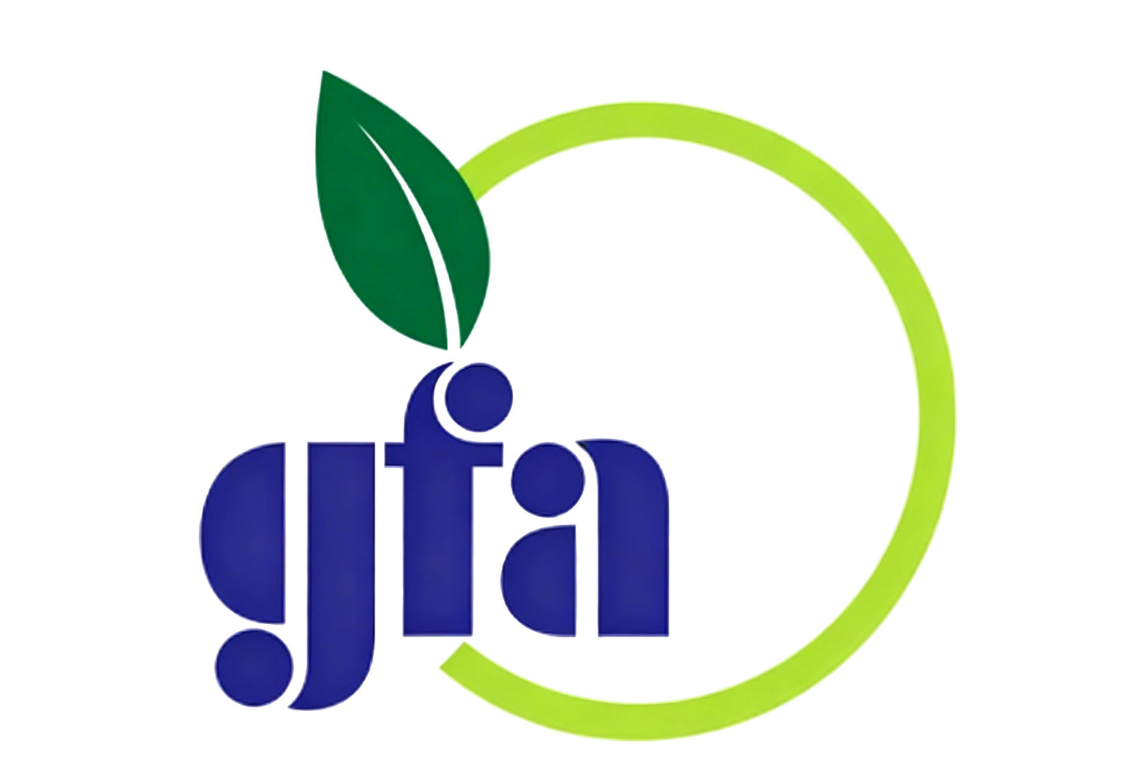 freepik a logo with the letters gfa in dark blue with a green leaf extending from the top of the g and a green circle encompassing the right side of the letters. the background is a light cream c 0001